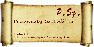 Presovszky Szilvána névjegykártya
